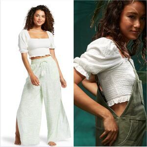 Roxy Sunset Walks Puff Sleeves Crop Top